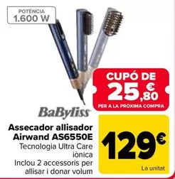 Oferta de Babyliss - Secador Alisador Airwand AS6550E por 129€ en Carrefour