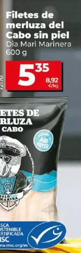 Oferta de Dia Mari Marinera - Filetes De Merluza Del Cabo Sin Piel  por 5,35€ en Dia