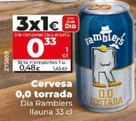 Oferta de Dia Ramblers - Cerveza 0,0 Tostada  por 0,48€ en Dia