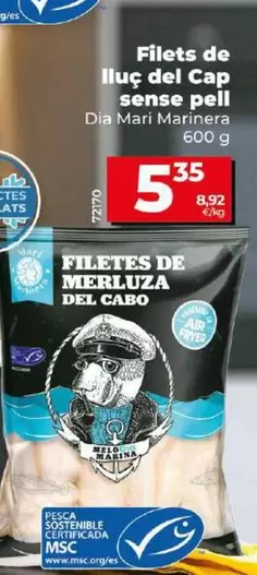Oferta de Dia Mari Marinera - Filetes De Merluza Del Cabo Sin Piel  por 5,35€ en Dia