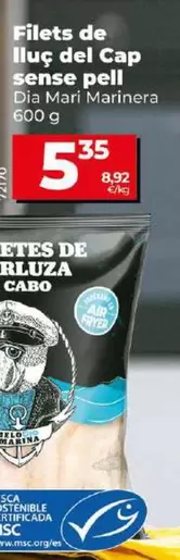 Oferta de Dia Mari Marinera - Filetes De Merluza Del Cabo Sin Piel  por 5,35€ en Dia