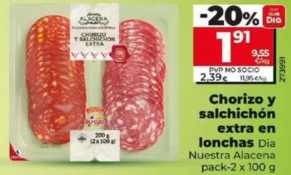 Oferta de Dia Nuestra Alacena - Chorizo Y Salchichón Extra En Lonchas por 1,91€ en Dia