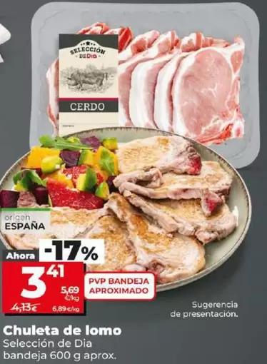 Oferta de Seleccion De Dia - Chuleta De Lomo  por 3,41€ en Dia
