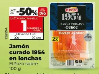Oferta de Elpozo - Jamón Curado 1954 En Lonchas  por 2€ en Dia