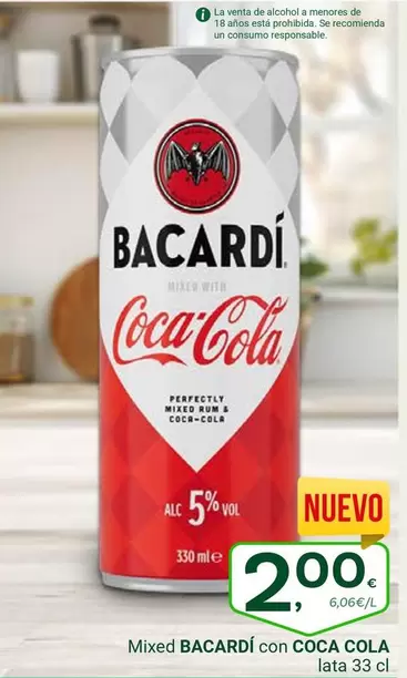 Oferta de Bacardi - Mixed por 2€ en Supermercados Dani