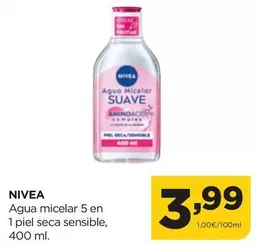 Oferta de Nivea - Agua Micelar 5 En 1 Piel Seca Sensible por 3,99€ en Alimerka
