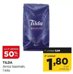 Oferta de Tilda - Arroz Basmati por 3,59€ en Alimerka