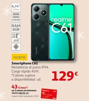 Oferta de Realme - Smartphone C61 por 129€ en Alcampo