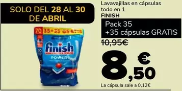 Oferta de Finish - Lavavajillas En Cápsulas Todo En 1 por 8,5€ en Supeco