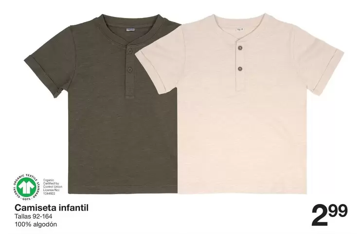 Oferta de Camiseta Infantil por 2,99€ en ZEEMAN