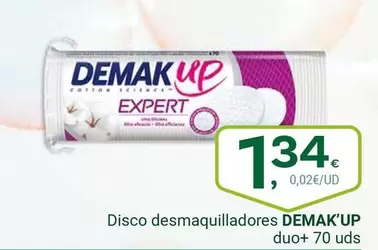 Oferta de Demak'Up - Disco Desmaquilladores Duo+ 70 Uds por 1,34€ en Supermercados Dani