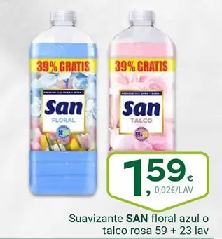 Oferta de San - Suavizante Floral Azul O Talco Rosa 59 + 23 Lav por 1,59€ en Supermercados Dani