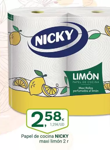 Oferta de Nicky - Papel De Cocina Maxi Limon por 2,58€ en Supermercados Dani