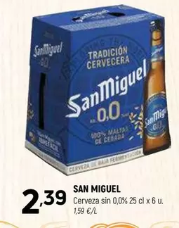 Oferta de San Miguel - Cerveza Sin 0,0% por 2,39€ en Coviran