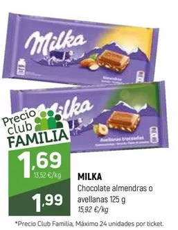 Oferta de Milka - Chocolate Almendras O Avellanas por 1,99€ en Coviran