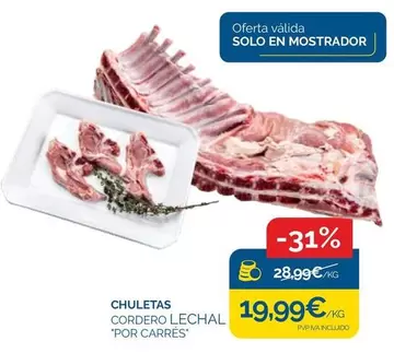Oferta de Solo - Chuletas Cordero Lechal por 19,99€ en Supermercados La Despensa