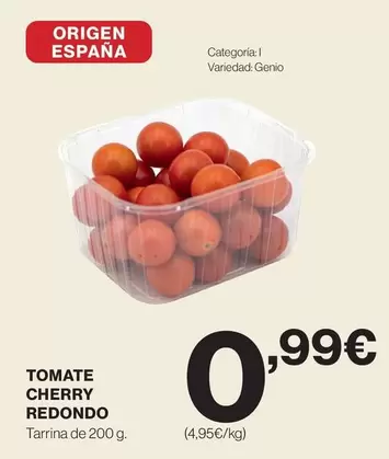 Oferta de Redondo - Tomate Cherry por 0,99€ en Hipercor