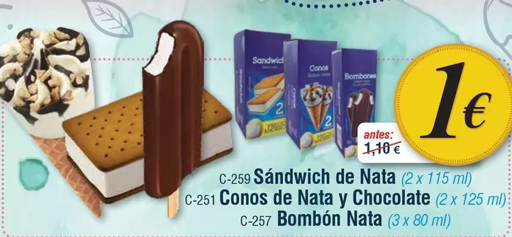 Oferta de Sandwich De Nata Y Chocolate Bombon Nata por 1€ en Abordo