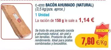 Oferta de Ideal - Bacon Ahumado por 7,6€ en Abordo