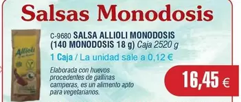Oferta de Abordo - Salsa Allioli Monodosis por 16,45€ en Abordo