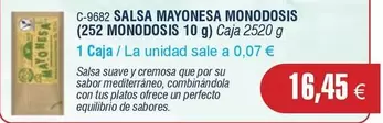 Oferta de Abordo - Salsa Mayonesa Monodosis por 16,45€ en Abordo