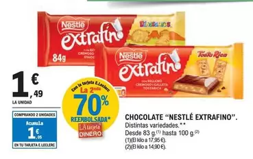 Oferta de Nestlé - Chocolate Extrafino por 1,49€ en E.Leclerc