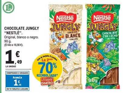 Oferta de Nestlé - Chocolate Jungly por 1,49€ en E.Leclerc