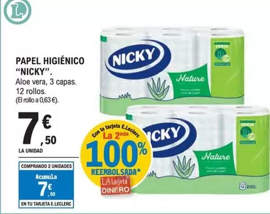 Oferta de Nicky - Papel Higienico por 7,5€ en E.Leclerc