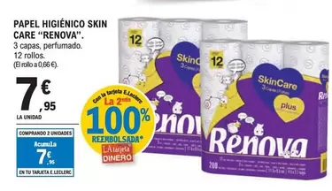 Oferta de Renova - Papel Higiénico Skin Care por 7,95€ en E.Leclerc