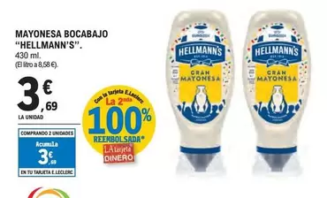 Oferta de Hellmann's - Mayonesa Bocabajo por 3,69€ en E.Leclerc