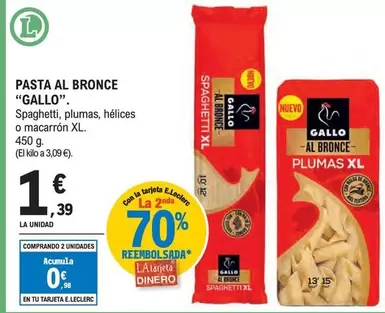 Oferta de Gallo - Pasta Al Bronce por 1,39€ en E.Leclerc