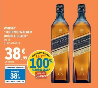 Oferta de Johnnie Walker - Double Black Whisky  por 38,99€ en E.Leclerc