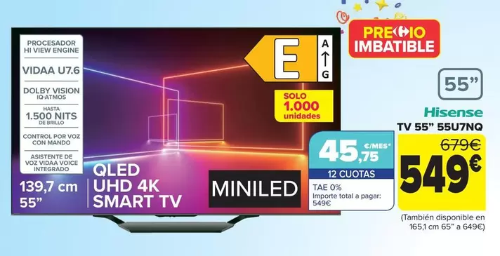 Oferta de Tv 55" 55u7nq" por 549€ en Carrefour