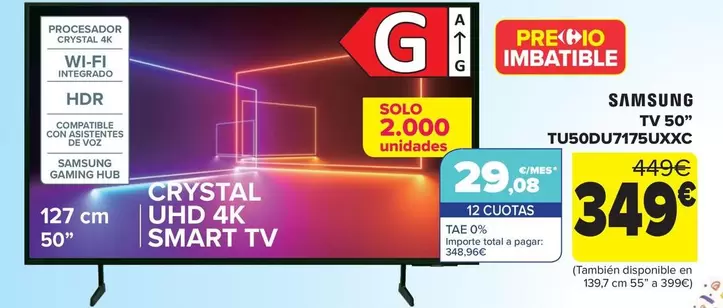 Oferta de Samsung - Tv 50" 50ut81006la por 349€ en Carrefour
