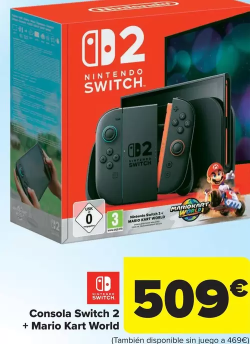 Oferta de Nintendo SWITCH  - Consola Switch 2  + Mario Kart World por 509€ en Carrefour