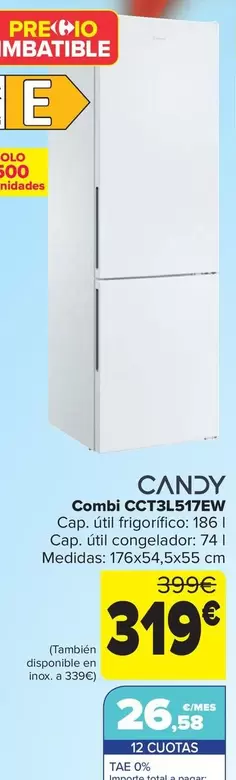 Oferta de Candy - Combi Cct3l517ew por 319€ en Carrefour