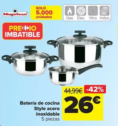 Oferta de Magefesa - Batería De Cocina Style Acero Inoxidable por 26€ en Carrefour