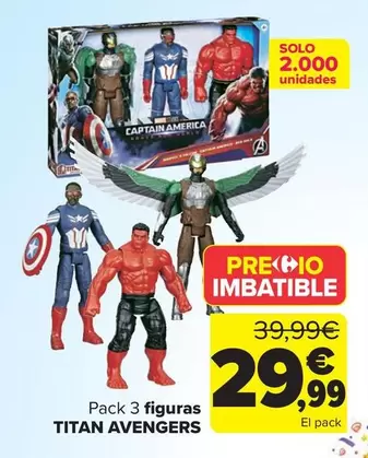 Oferta de Avengers - Pack 3 Figuras  Titan  por 29,99€ en Carrefour