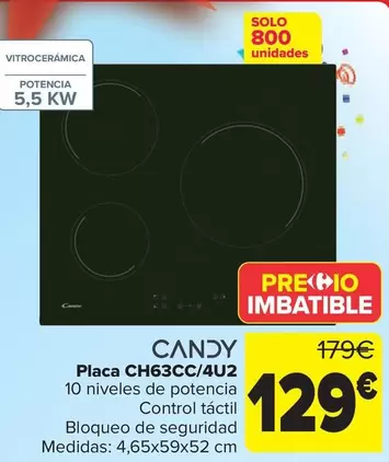Oferta de Candy - Placa Ch63cc4u2 por 129€ en Carrefour