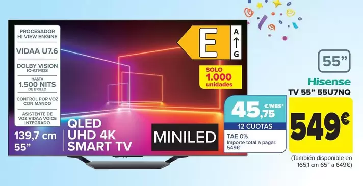 Oferta de Tv 55" 55u7nq" por 549€ en Carrefour