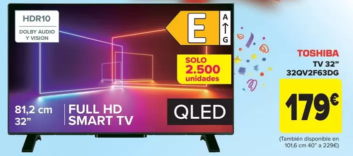 Oferta de Toshiba - Tv 32" 32qv2f63dg por 179€ en Carrefour