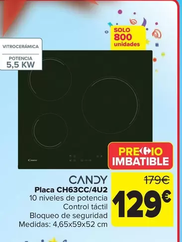 Oferta de Candy - Placa Ch63cc4u2 por 129€ en Carrefour