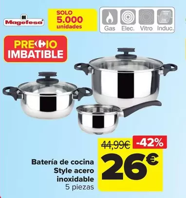 Oferta de Magefesa - Batería De Cocina Style Acero Inoxidable por 26€ en Carrefour