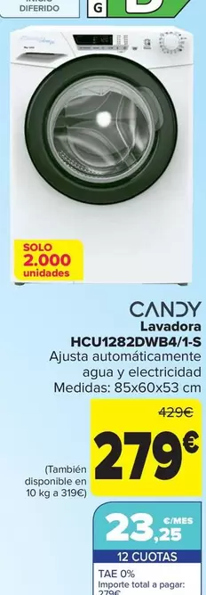 Oferta de Candy - Lavadora  HCU1282DWB4/1-S por 279€ en Carrefour