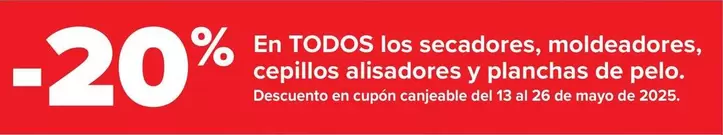 Oferta de En Todos Los Secadores Moldeadores Cepillos Alisadores Y Planchas De Pelo en Carrefour
