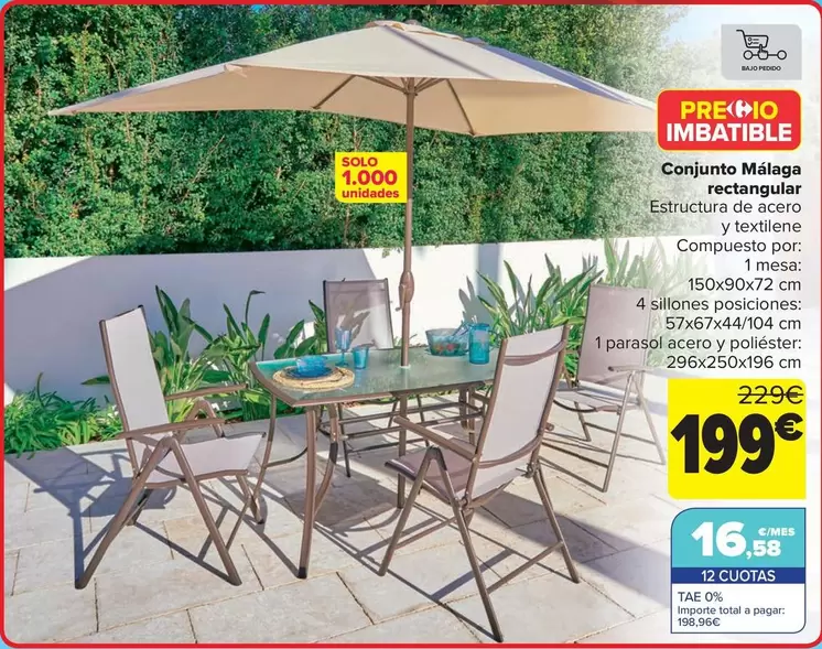 Oferta de Conjunto Málaga Rectangular por 199€ en Carrefour