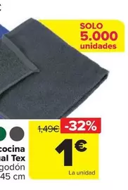 Oferta de Tex Basic - Paño Rizo Cocina Individual  por 1€ en Carrefour