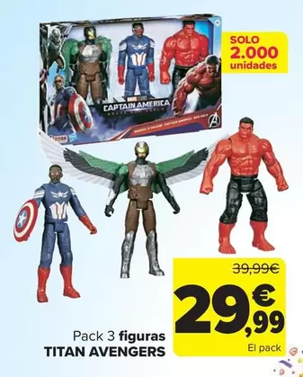 Oferta de Avengers - Pack 3 Figuras  Titan  por 29,99€ en Carrefour