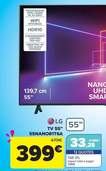 Oferta de LG - Tv 55"  55nano81t6a por 399€ en Carrefour