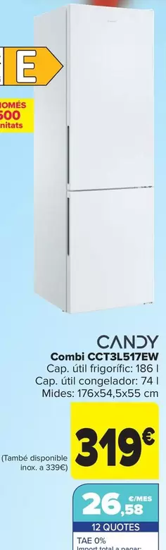 Oferta de Candy - Combi Cct3l517ew por 319€ en Carrefour